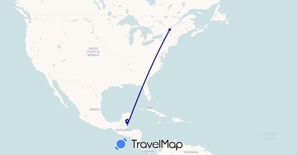 TravelMap itinerary: driving in Belize, Canada (North America)